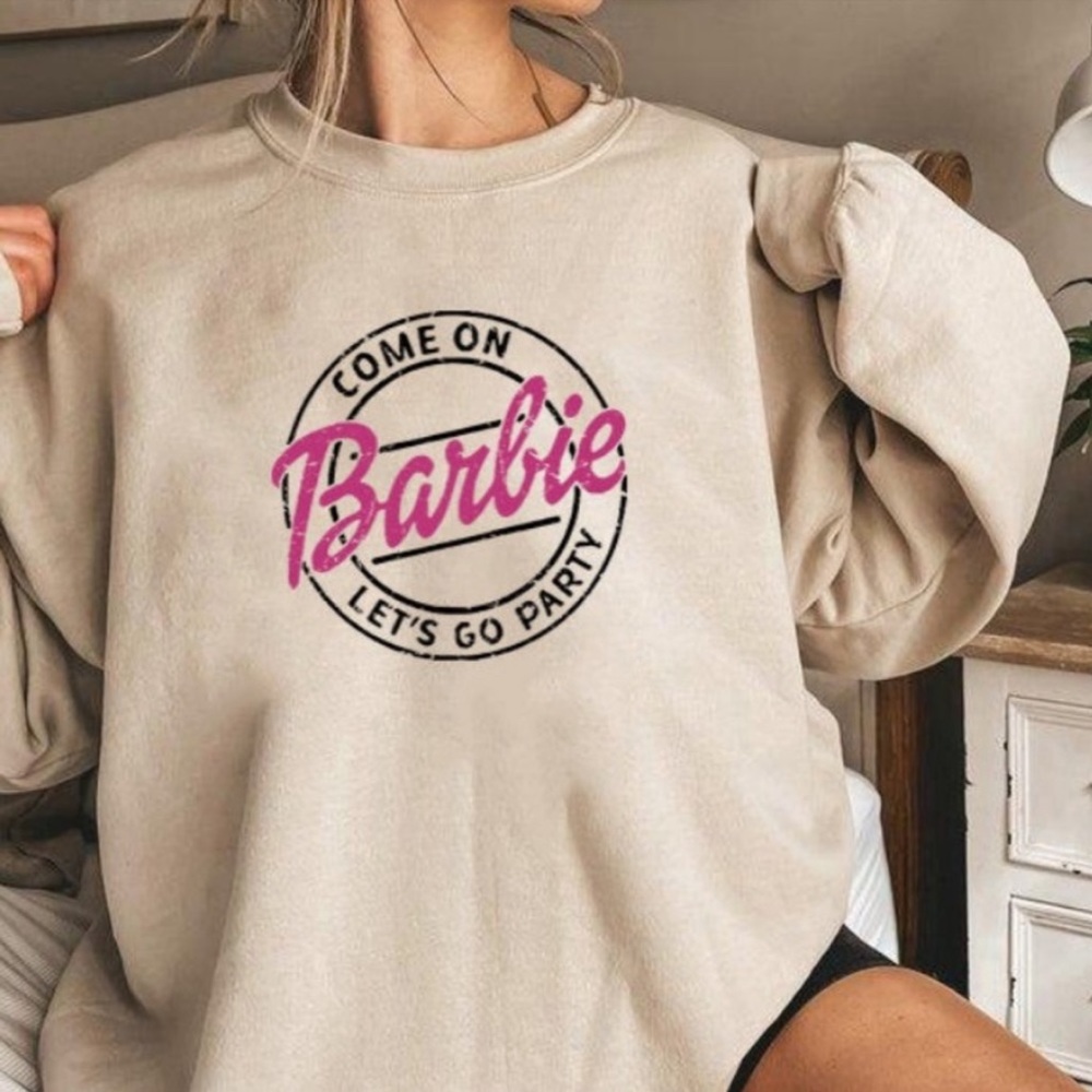 Custom Made “Come On Barbie Lets Go Party” Crewneck Sweatshirt, size Small